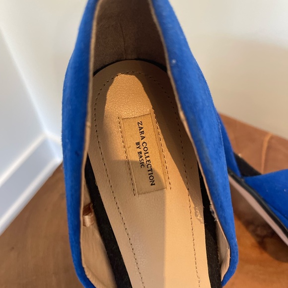 Zara Collection Suede Royal Blue Platform Heels size 9 - Picture 5 of 6